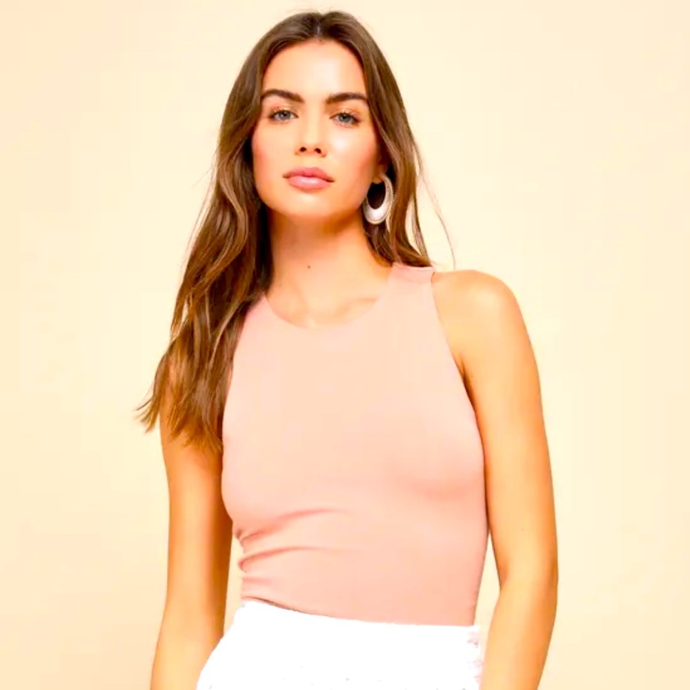 Lulus Pink Crew Neck Tank Top